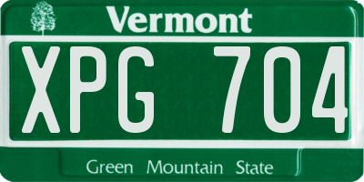 VT license plate XPG704