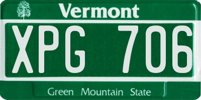 VT license plate XPG706