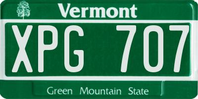 VT license plate XPG707