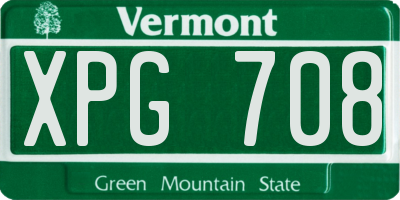 VT license plate XPG708