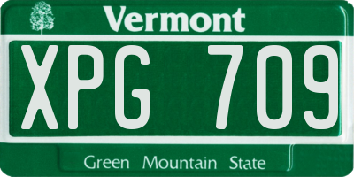 VT license plate XPG709
