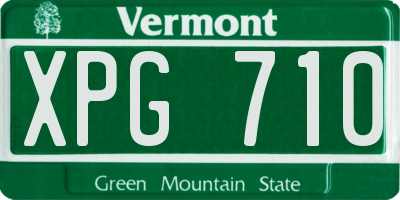 VT license plate XPG710