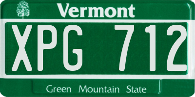 VT license plate XPG712