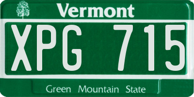 VT license plate XPG715
