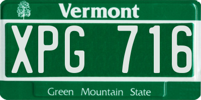 VT license plate XPG716