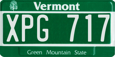 VT license plate XPG717