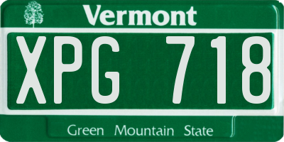 VT license plate XPG718