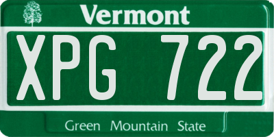 VT license plate XPG722