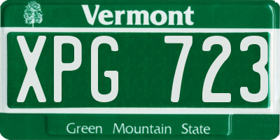 VT license plate XPG723