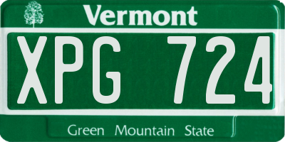VT license plate XPG724