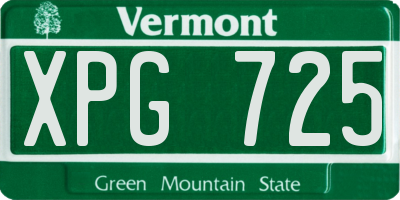 VT license plate XPG725