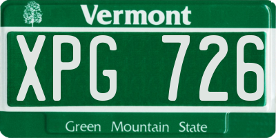 VT license plate XPG726
