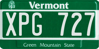 VT license plate XPG727