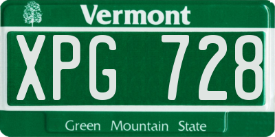 VT license plate XPG728