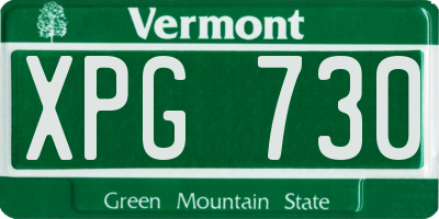 VT license plate XPG730