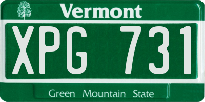 VT license plate XPG731