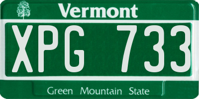 VT license plate XPG733