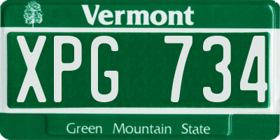 VT license plate XPG734