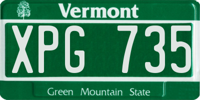 VT license plate XPG735