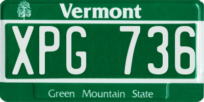 VT license plate XPG736