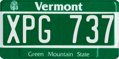 VT license plate XPG737