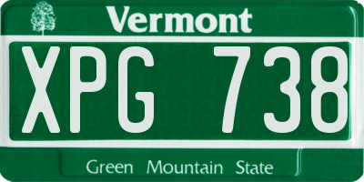 VT license plate XPG738