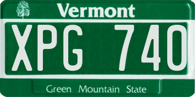 VT license plate XPG740