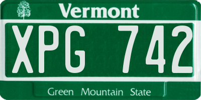 VT license plate XPG742