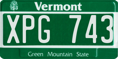 VT license plate XPG743
