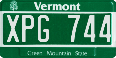 VT license plate XPG744