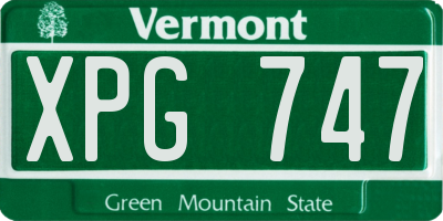 VT license plate XPG747