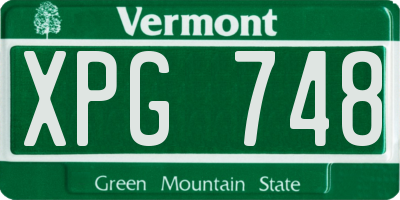 VT license plate XPG748