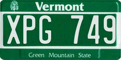 VT license plate XPG749