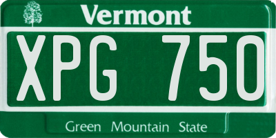 VT license plate XPG750