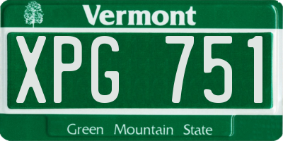 VT license plate XPG751