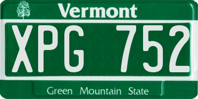 VT license plate XPG752