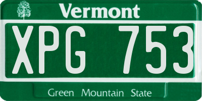 VT license plate XPG753