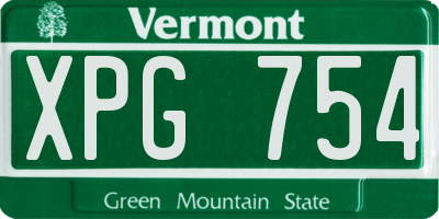 VT license plate XPG754