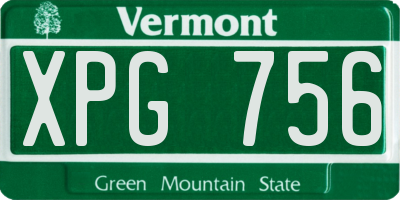 VT license plate XPG756