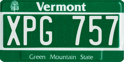VT license plate XPG757
