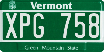 VT license plate XPG758