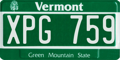 VT license plate XPG759