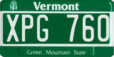 VT license plate XPG760