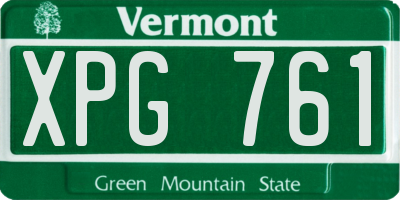 VT license plate XPG761