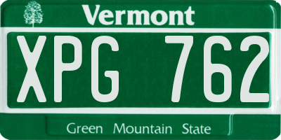 VT license plate XPG762