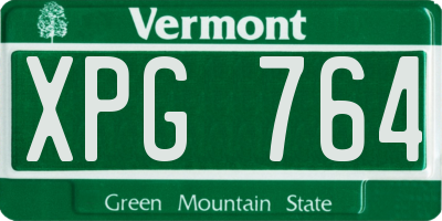 VT license plate XPG764
