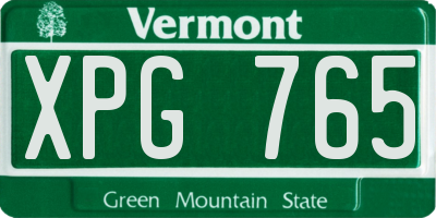 VT license plate XPG765