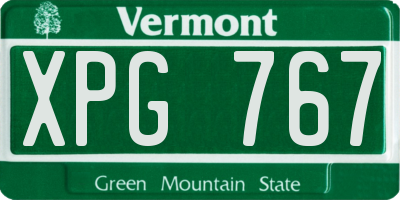 VT license plate XPG767