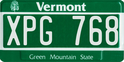 VT license plate XPG768