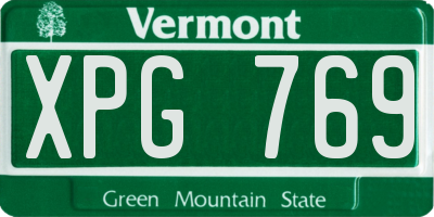 VT license plate XPG769